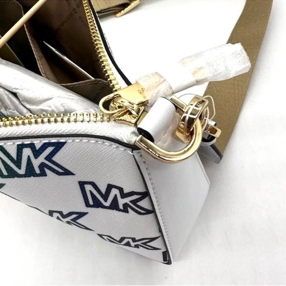 Michael Kors Jet Set Price Medium Crossbody W Tech Accessories Rainbow MK Logo - Picture 11 of 12